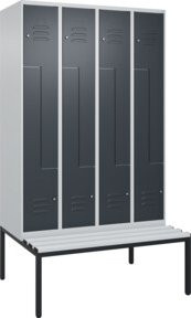 C+P Z-Spind Classic PLUS Sitzbank mit 8 Fächern und Zylinderschloss, B/T/H: 212,0 x 120,0 x 81,5 cm, Kunststoff-Sitzfläche und Stahlkonstruktion in Grau/Anthrazit/Schwarz - Bild 1