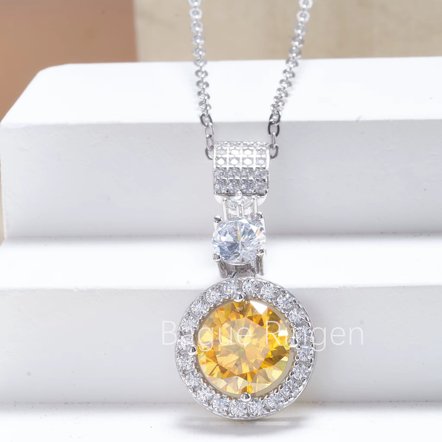 BIJOX STORY Anhänger Halskette, 925 Silber, Moissanit, 6 Karat, Unisex - Bild 1