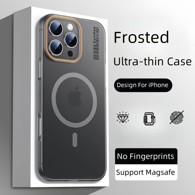 BeisFun MagSafe iPhone Hülle Ultradünn Matt Transparent oder Orange für iPhone 16 15 14 13 12 11 Pro Max X Xs XR 7 8 Plus Mini Wireless Charging Hard Cover - Bild 1