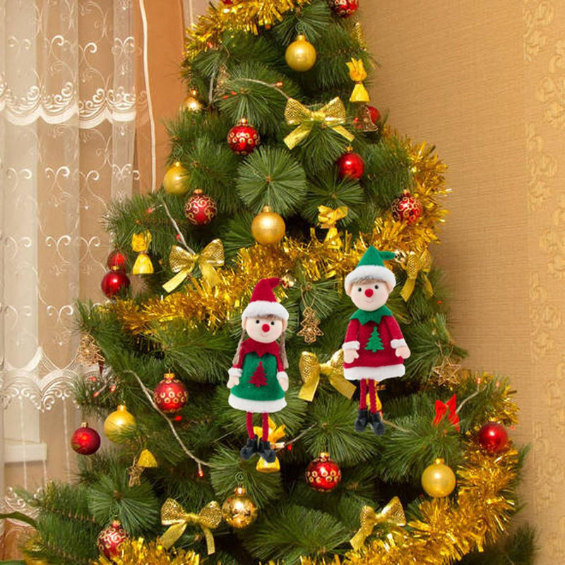 2er-Set CosyHome Weihnachts-Elfen als Plüschfiguren, mehrfarbige Hängeornamente aus Textil für die Weihnachtsdekoration - Bild 2