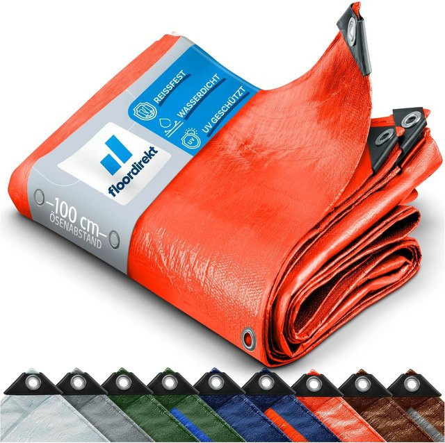 Karat Abdeckplane Wasserdichte Schutzplane Orange B: 6 m, T: 10 m, 140 g/m² - Bild 2