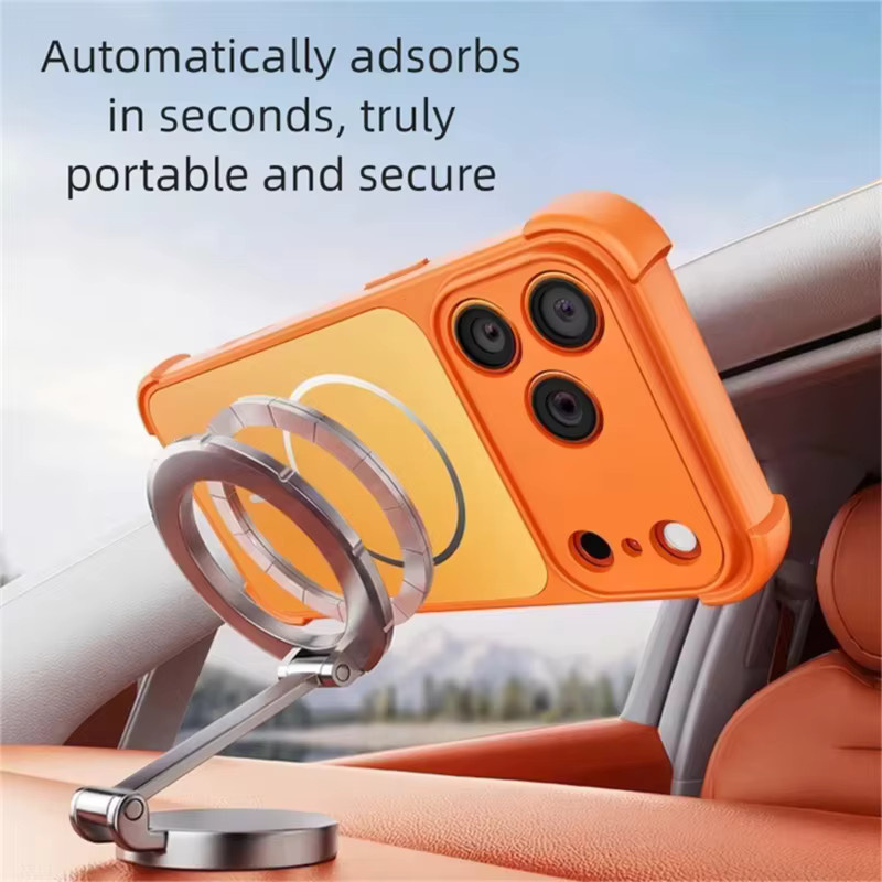SUNWARD Magnetische Matte Armor Stoßfeste Hülle mit Hartplastik-Kameralinsen-Schutz für iPhone 12 bis 17 Pro Max, Schwarz oder Orange - Bild 3