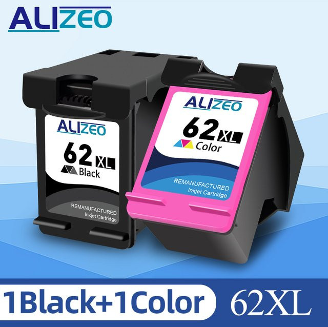 ALIZEO 62XL Tintenpatrone Schwarz kompatibel mit HP 62 XL für HP Envy 5540 5640 7640 5646 5541 5740 5742 5745 200 250 Drucker - Bild 1