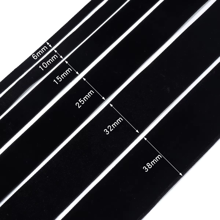 Schwarzes Samtband mit einseitiger Beflockung für DIY Dekoration und Geschenkverpackungen, Breite: 6 mm bis 38 mm - Bild 2