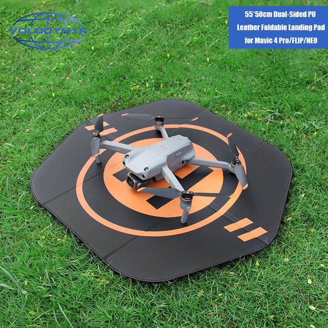 Volodymyr Faltbarer Drohnen-Landeplatz aus doppelseitigem Leder für DJI Mavic 4 Pro, FLIP und NEO, Durchmesser: 55 cm - Bild 1