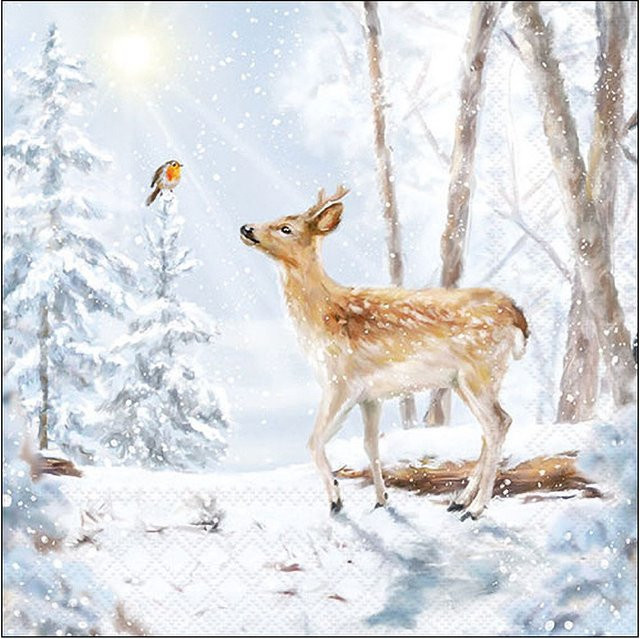 Serviette Winterwelt aus Papier in Multicolor, 33 x 33 cm - Bild 1