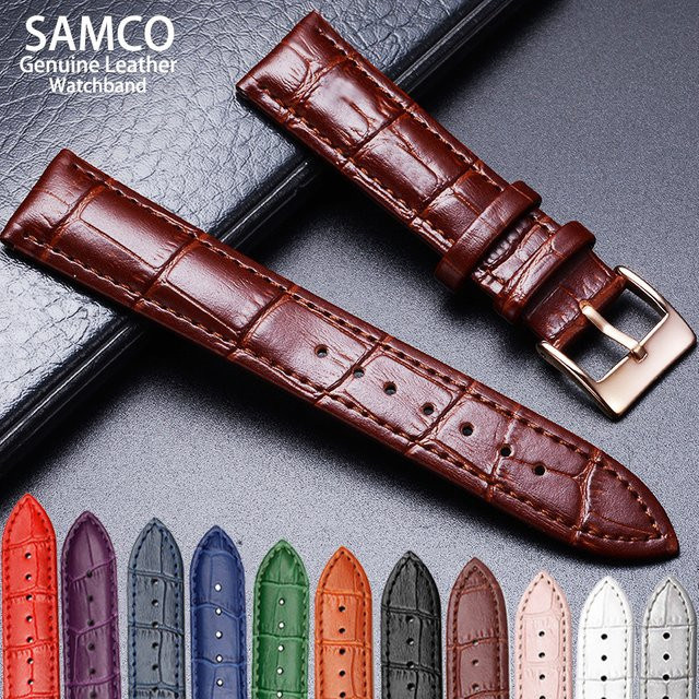 SAMCO Uhrenarmband Leder, Silber, Edelstahl, Unisex - Bild 1