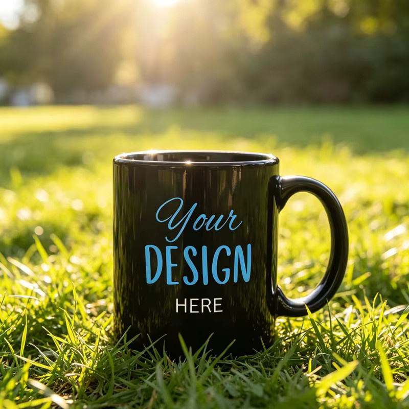Personalisierte Keramik-Kaffeetasse von ARTGAT in Schwarz und Weiß mit Foto, Text oder Logo, 330 ml - Bild 6