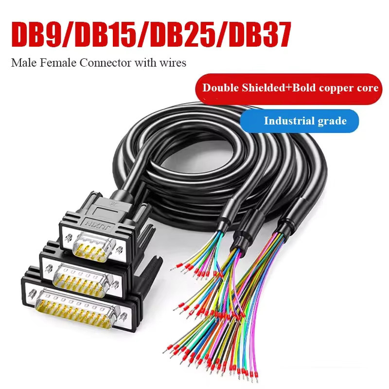 DIVEDEER Serielles RS232 Kabel Set mit DB9 DB15 DB25 DB37 Steckern in Schwarz - Bild 2
