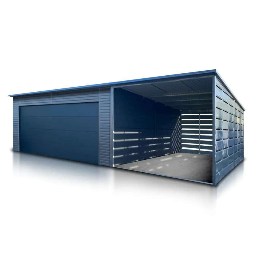 Liderstal Premium Einzelgarage aus Blech mit Carport in Anthrazit/Graphit, Sektionaltor, B/T/H: 600 x 580 x 248 cm - Bild 2