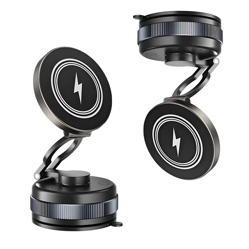 TONGDAYTECH Magnetische 15W Metall-Vakuumsauger Ladehalterung in Schwarz mit 360 Grad Drehung für iPhone und Samsung - Bild 7