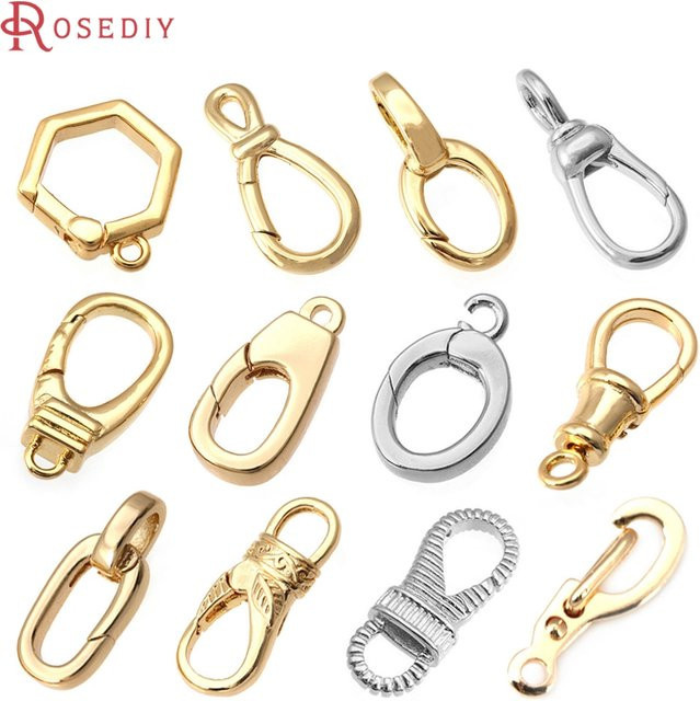 Rosediy Karabiner Verschlüsse, 18K Gold Farbe, Messing, Halsketten Armbänder Zubehör - Bild 1