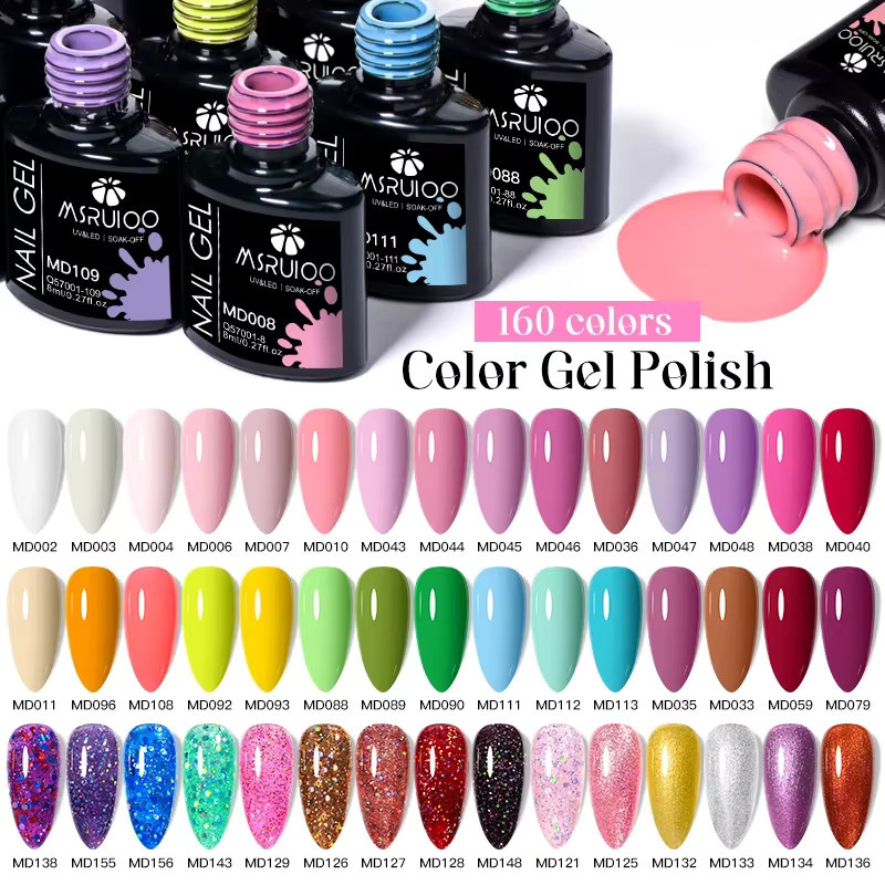 MSRUIOO Gel-Nagellack-Set, 6-teilig, 8 ml, bunt, schimmernd, HEMA-frei - Bild 1