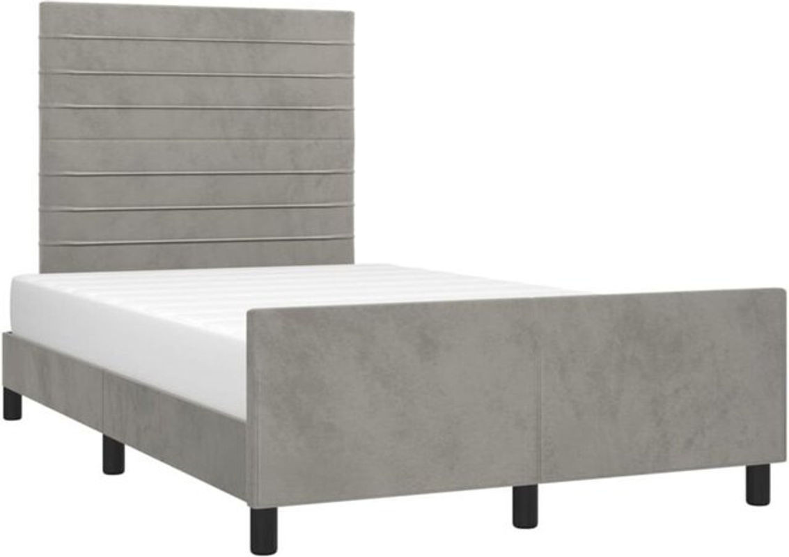 Vidaxl Polsterbett aus Samt und Holzwerkstoff in Grau, B/T/H: 120 x 200 x 126 cm - Bild 1