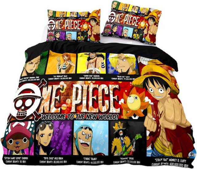 One Piece Bettwäsche Set Monkey D. Luffy mit 3D-Druck, Multicolor, 3-teilig, B/H: 175 x 218 cm - Bild 1