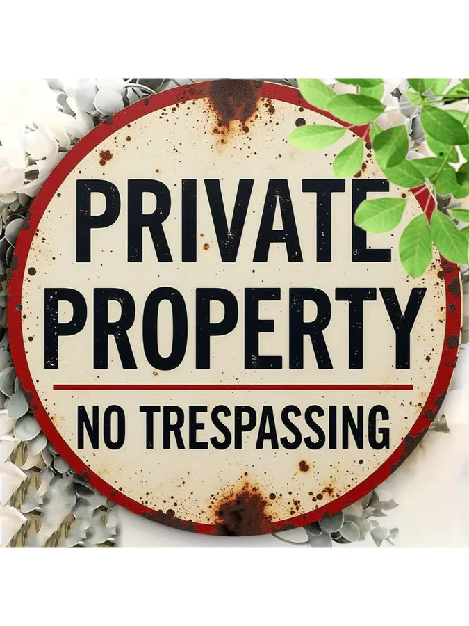 Rundes Vintage-Schild aus Aluminium von Potdemiel mit Aufschrift Private Property No Trespassing in Multicolour, Durchmesser: 20 cm - Bild 6