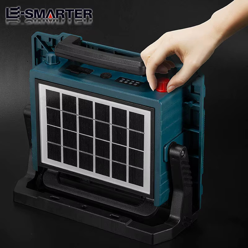 ESMARTER Solar LED Flutlicht IP66 wasserdicht, tragbarer Outdoor Reflektor für Garten und Arbeit, Schwarz - Bild 4