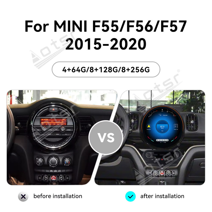Aotsr Android 13 Autoradio mit 11,8 Zoll 2K HD Touchscreen und GPS-Navigation für MINI F55/F56/F57 (2015-2020) in Schwarz - Bild 1