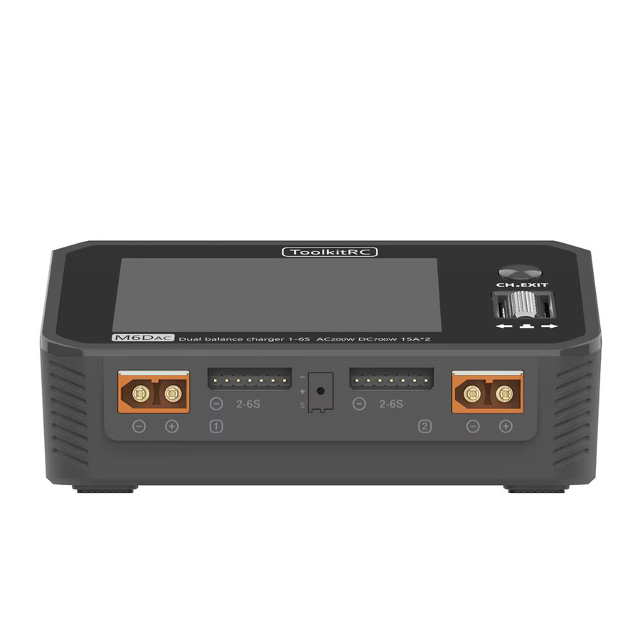 ToolkitRC M6DAC Dual-Channel Smart Lipo Akku-Ladegerät und -Entlader in Schwarz mit AC 200W, DC 350WX2, 15A für 1-6S LiHV und 65W PD USB-C - Bild 2
