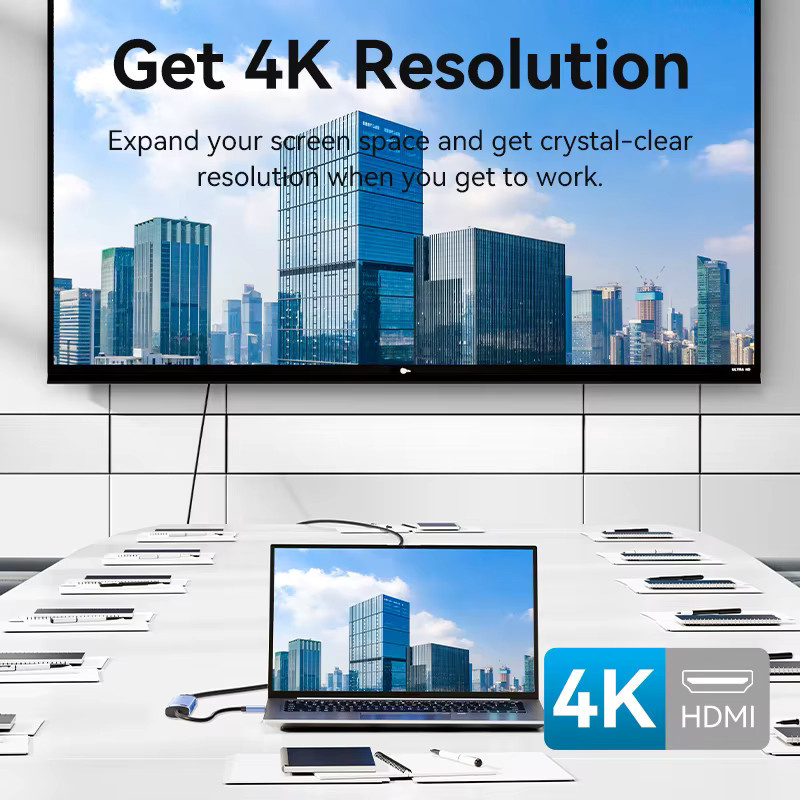 Vention USB-C-Hub mit HDMI 4K UHD und USB 3.0 sowie PD 100W Ladefunktion für Laptop und Tablet - Bild 2