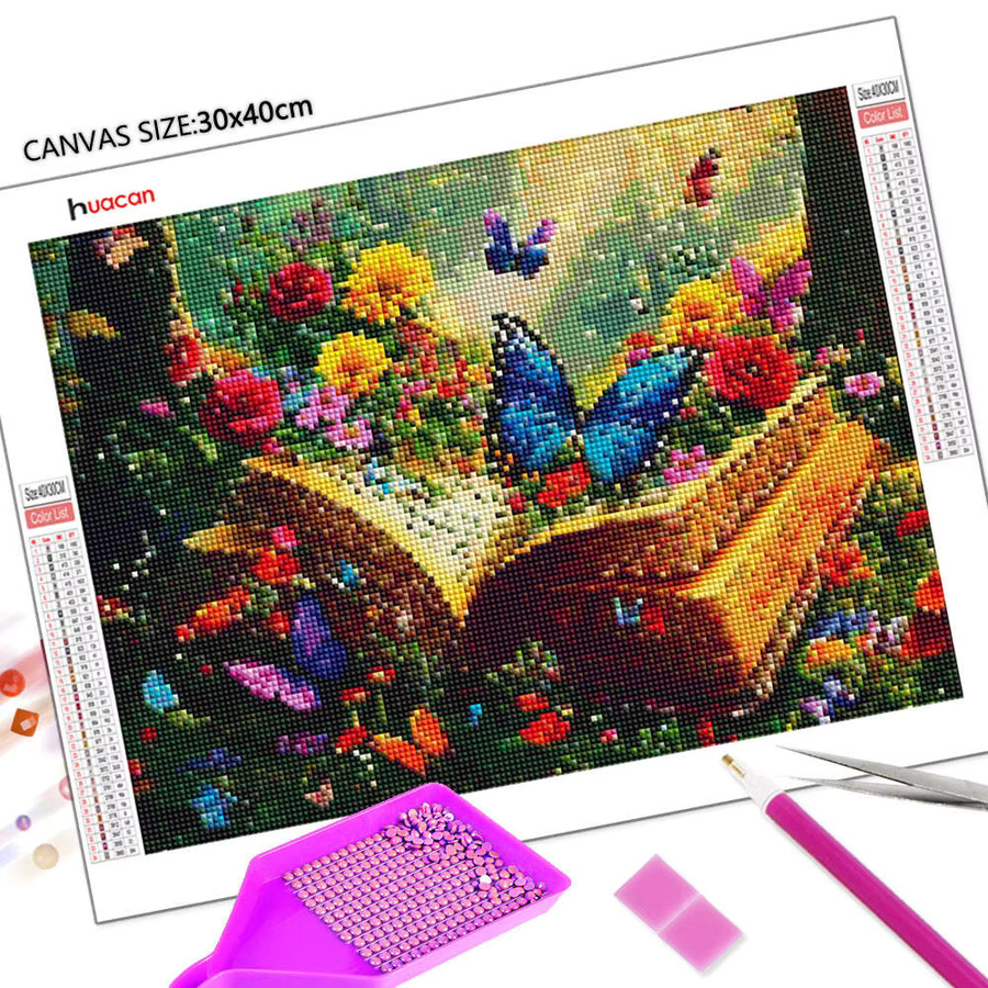 Huacan Diamantmalerei Schmetterlingsbuch, Bastelset, Tiere, Bunt - Bild 2