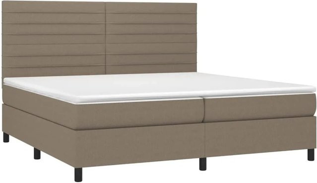 vidaXL Boxspringbett mit Matratze und LED in Beige, Hybrid-Bett mit USB-Ladeport und Kopfteil, B/T: 200 x 200 cm - Bild 1