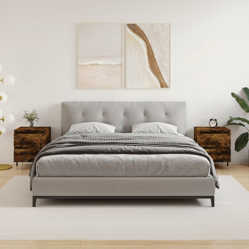 Vidaxl Nachttische im 2er-Set aus Holzwerkstoff in Räuchereiche Braun im Retro-Design, B/T/H: 40 x 35 x 50 cm - Bild 1