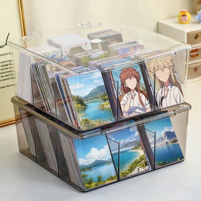 Multifunktionale Acryl-Kartenaufbewahrungsbox mit 9 Fächern in Schwarz und Transparent für bis zu 1500 Postkarten - Bild 1