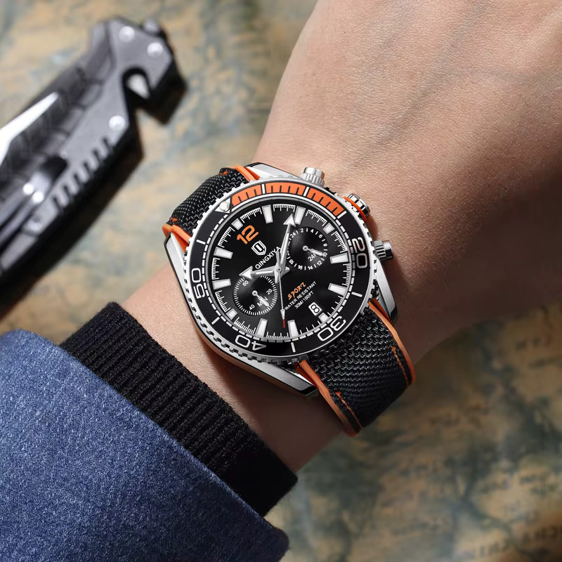 QINGXIYA Armbanduhr Chronograph, Quarz, Silikon, Herren, Weiß - Bild 6