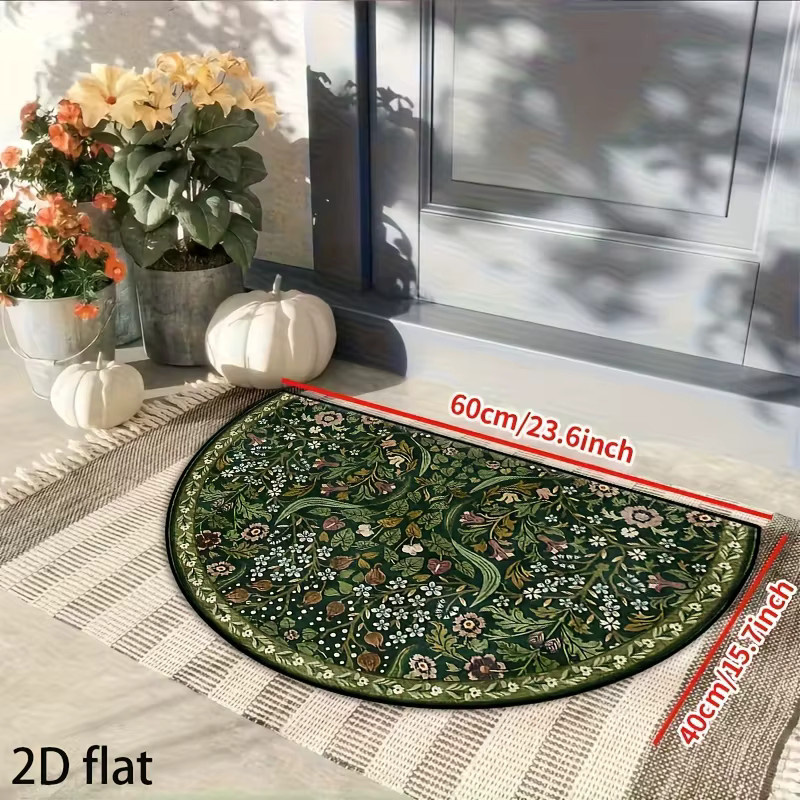 VIKAMA Vintage-Blumen-Halbkreis-Fußmatte für Innen und Außen, wetterfest, B/T: 60 x 40 cm - Bild 3
