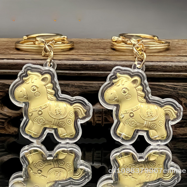 ZYAS Schlüsselanhänger Pferd, Goldfolie, Unisex - Bild 1