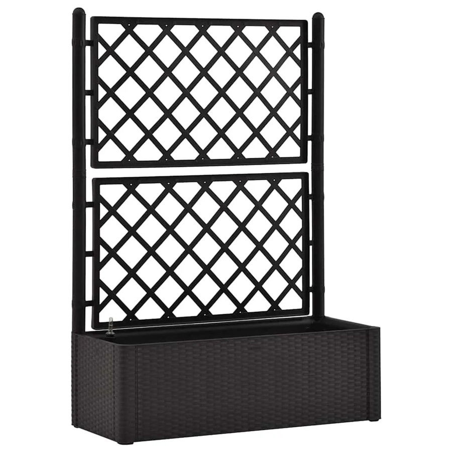 vidaXL Garten-Hochbeet mit Spalier und Selbstbewässerungssystem in Anthrazit mit Rattan-Design, B/T/H: 90 x 43 x 142 cm - Bild 2