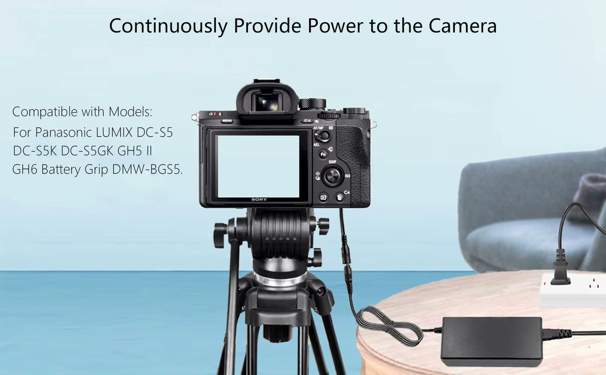 Panasonic DMW-DCC17 DC-Koppler AC-Netzteil mit DMW-BLK22 Dummy-Akku in Schwarz für LUMIX DC-S5, S5K, DC-S5GK, GH5 II und GH6 - Bild 3