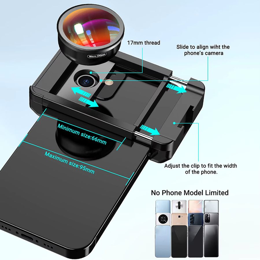 APEXEL Handy Makro-Objektiv 10X mit CPL-Filter-Set, Universeller Telefonclip und Aufbewahrungsbox, Schwarz - Bild 5