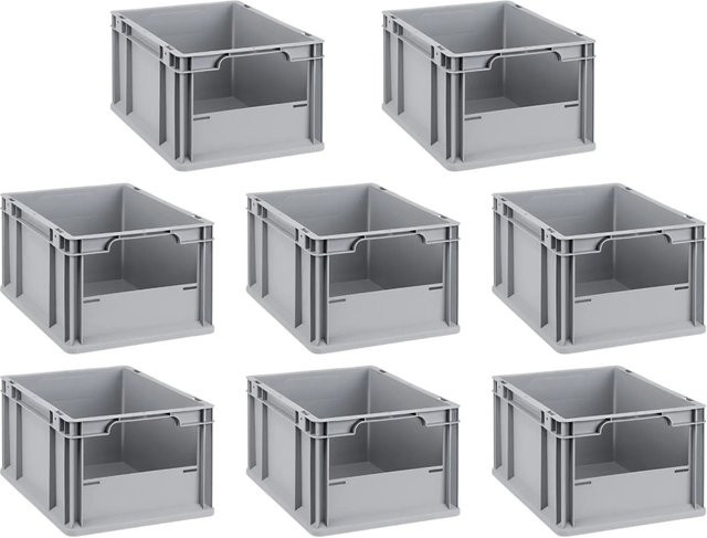 PROREGAL SuperSparSet 8x Eurobox NextGen Insight Transportboxen mit verstärkten Wänden und offener Front, Grau, H x B x T: 22 x 30 x 40 cm - Bild 1