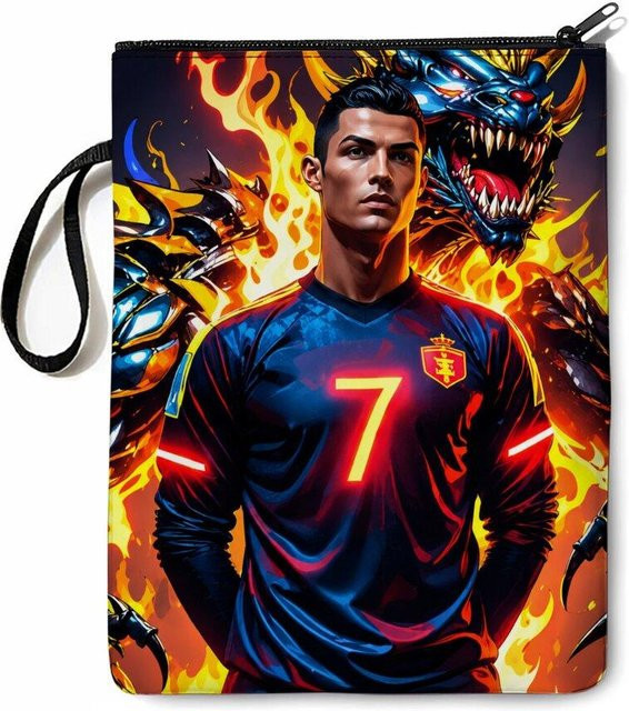 Fancy Style Studio Fußball-Print Buchhülle mit Reißverschluss und Handgelenkschlaufe, Mehrfarbig - Bild 1