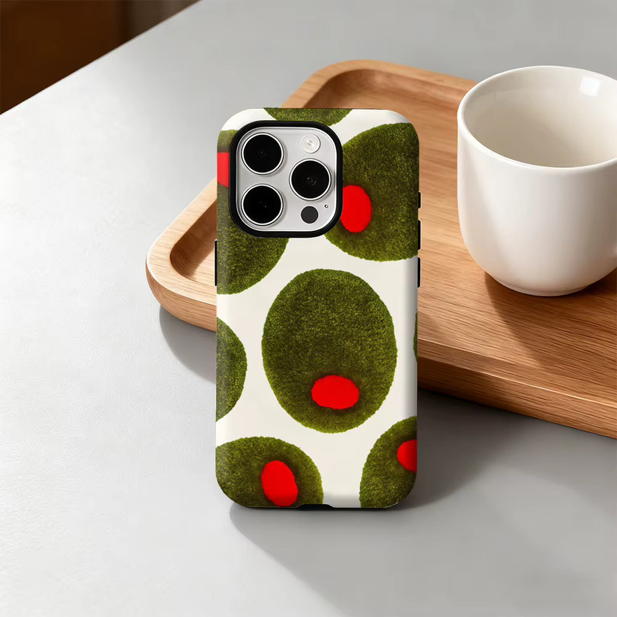 Potdemiel Olive Dot Handyhülle für iPhone 17 16 15 14 13 12 Pro Max Plus mit doppelschichtiger Rückseite in Grün Multicolour - Bild 4