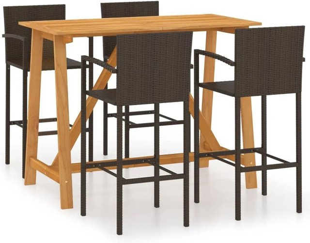 vidaXL 5-tlg Gartenbar-Set aus Akazien-Massivholz in Braun - Bild 1