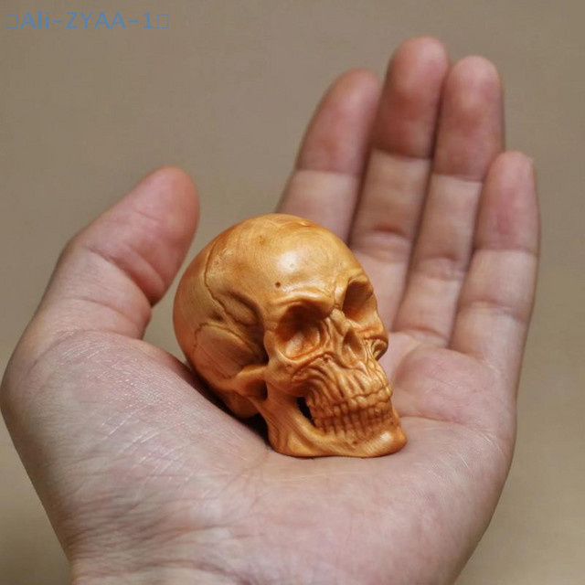 JETTING Totenkopf-Dekoration aus natürlichem Zypressenholz für Halloween und Party-Dekoration - Bild 1