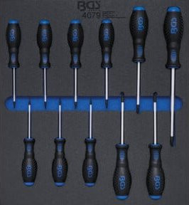 BGS Werkstattwageneinlage 2/3 Schraubendreher T-Profil Torx T6 - T40, 11-teilig, Schwarz - Bild 1