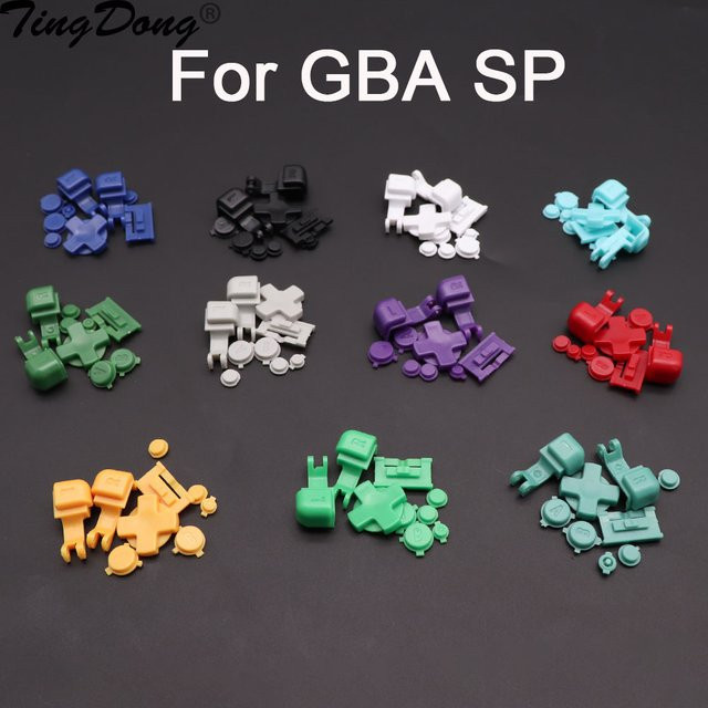 TingDong Ersatzteil-Set aus Kunststoff für GBA SP mit A B L R Select Start Power On Off Lautstärketasten und D-Pad in Grau - Bild 1