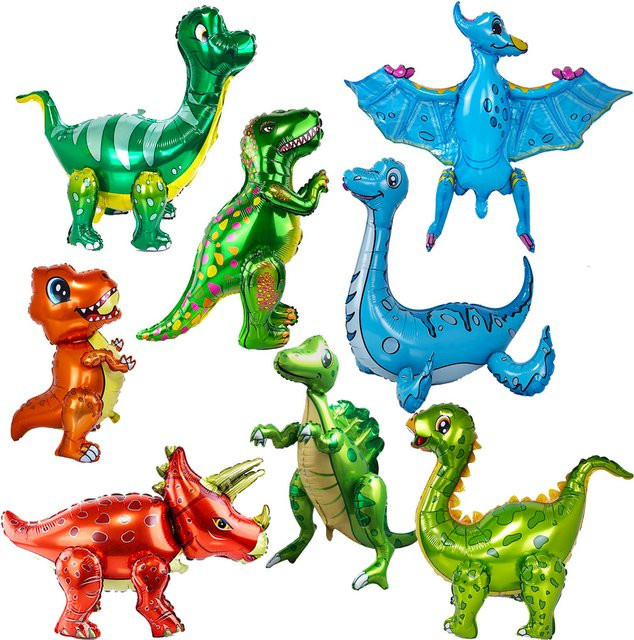 PartiesTour 3D Dinosaurier Ballon Set für Kinder als stehende Jurassic Partydekoration in Mehrfarbig - Bild 1