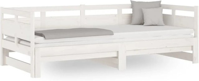 vidaXL Tagesbett aus massivem Kiefernholz in Weiß mit Ausziehfunktion, B/T/H: 200 x 160 x 86 cm - Bild 1