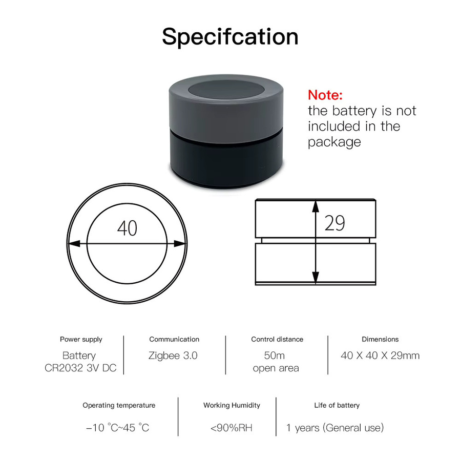 MOES Tuya ZigBee Smart Knob Switch – Batteriebetriebener kabelloser Szenen-Button Controller zur Automatisierung via Smart Life App - Bild 6