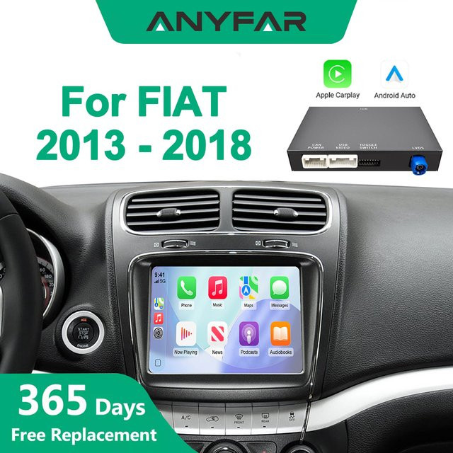 ANYFAR Carplay und Android Auto Interface für Fiat Freemont 2013–2018 mit Rückkamera in Schwarz - Bild 1