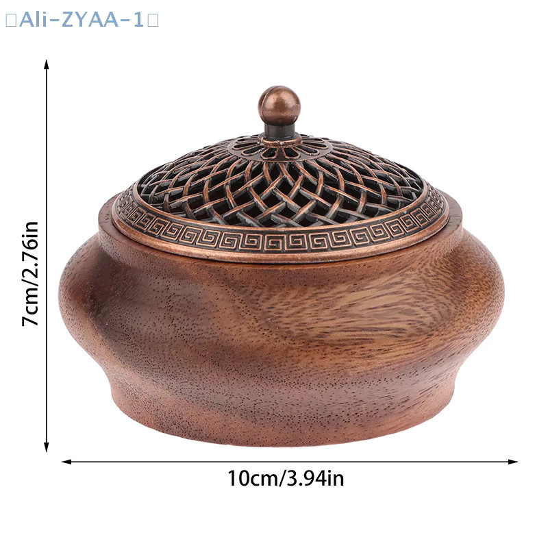 JETTING Räuchergefäß aus Walnuss Massivholz, rundes Retro-Design in Braun - Bild 2