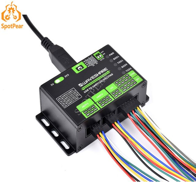 Spotpear USB-zu-UART/I2C/SPI/JTAG-Konverter in Schwarz mit Unterstützung für 3,3 V und 5 V sowie integrierten Schutzschaltungen - Bild 1