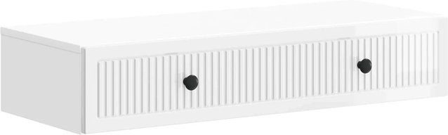 vidaXL Wandmontierter Beistelltisch in Hochglanz Weiß, modern und rechteckig, B/T/H: 87,5 x 34,5 x 17 cm - Bild 1
