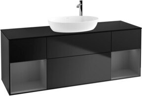 V&B Waschtischunterschrank Finion mit Wandbeleuchtung, Breite: 160 cm, Farbe: Blau lackiert - Bild 1