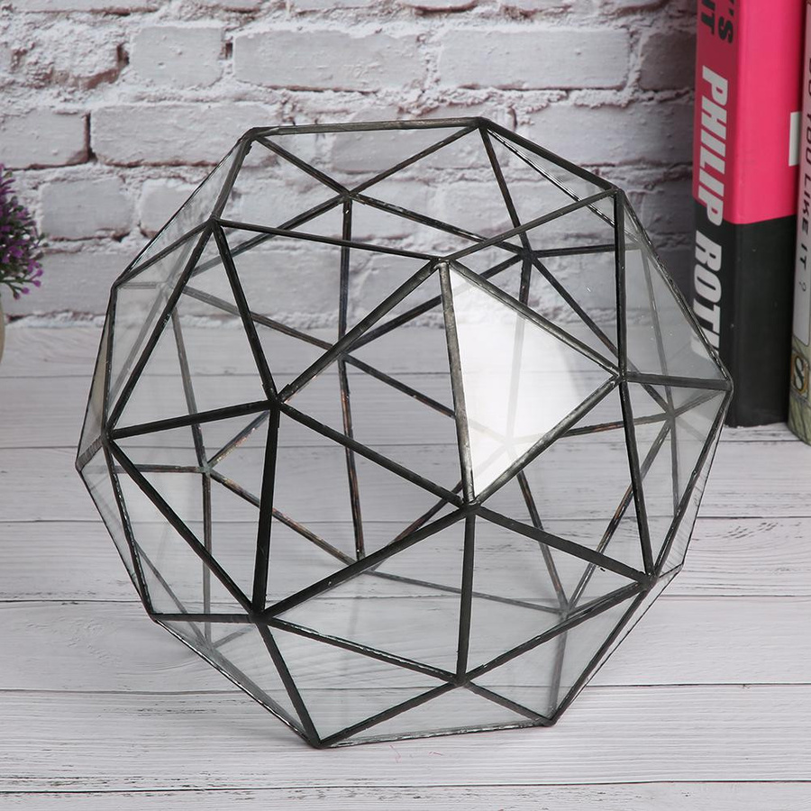 Nensit Geometrischer Blumentopf aus Glas und Metall, transparent, quadratisch, Höhe: 23,0 cm, Breite: 23,0 cm, Tiefe: 19,0 cm - Bild 5